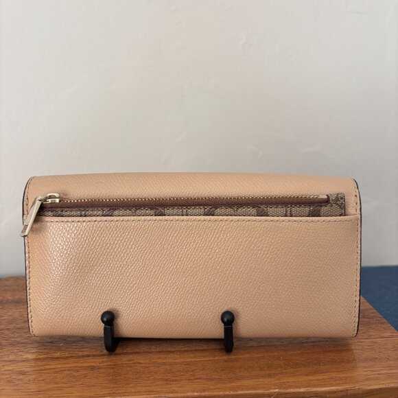 Coach Tan Crossgrain Leather Brown Signature Pop Envelope Wallet - Picture 3 of 16